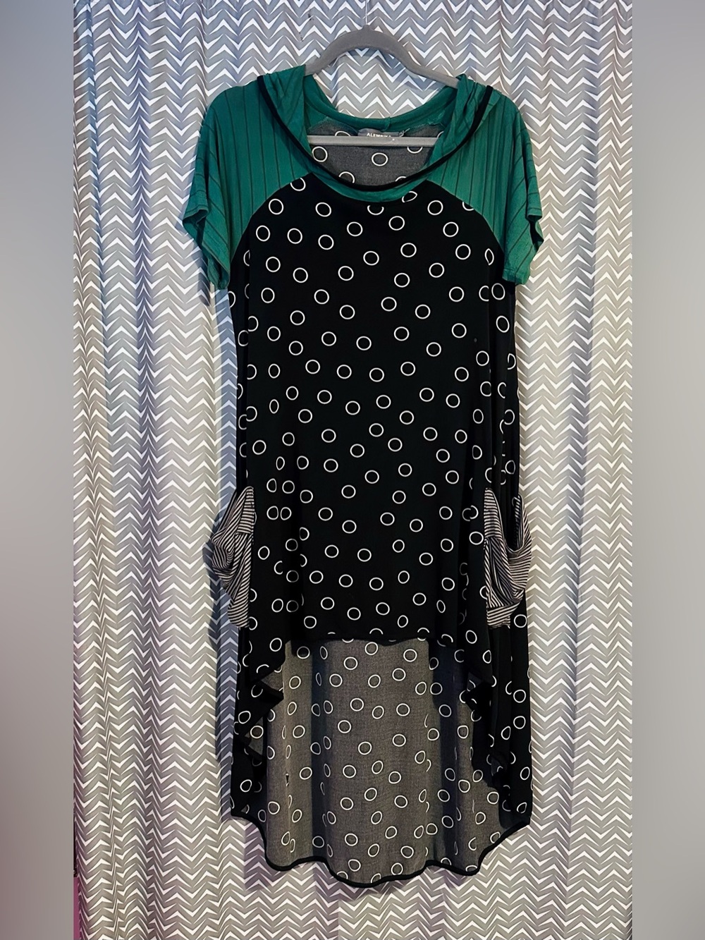 Alembika | Mixed-media Hooded Tunic Dress, size 4 (US 12-14)